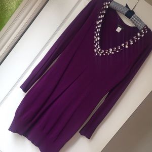 Purple long sleeve sweater dress